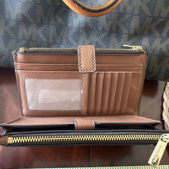 MICHAEL KORS Jet Set Travel MK Signature Double Zip Wristlet Wallet brown - Picture 6 of 15